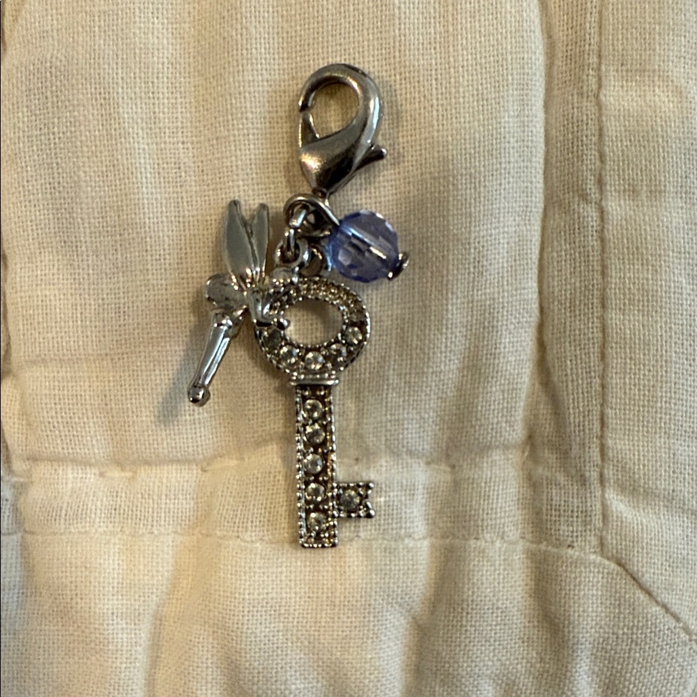 Silver Key Charm with Purple Accent